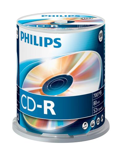 Компакт-диск CD-R 700Mb Philips 52x, CD7DSNB00/00 (БЕЗ УПАКОВКИ)-100