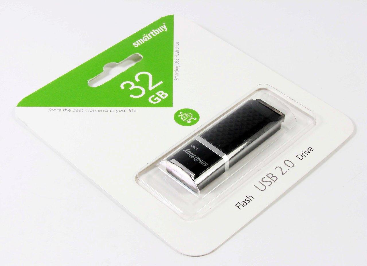 Флэш диск _32Gb USB 2.0 Smart Buy Quartz Black (SB32GBQZ-K)