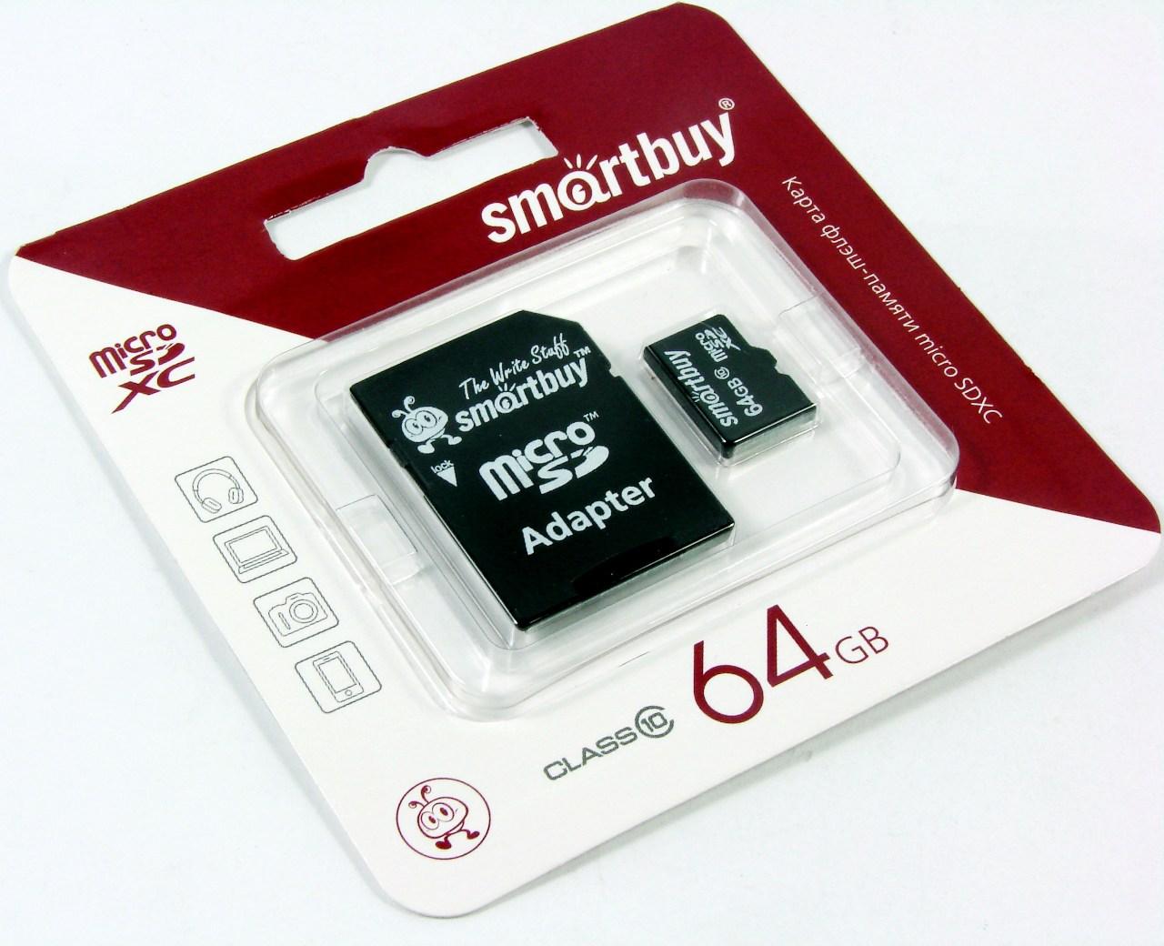   _64Gb microSDXC Class10 SmartBuy +  SD (SB64GBSDCL10-01)