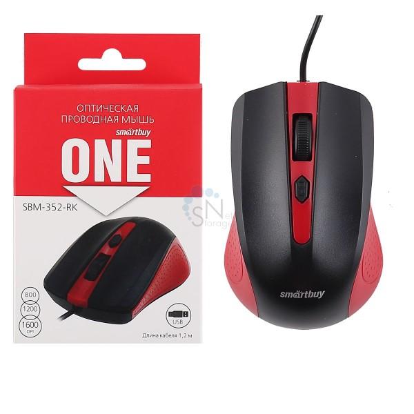 Мышь USB SmartBuy SBM-352-RK, красно- черная, ONE