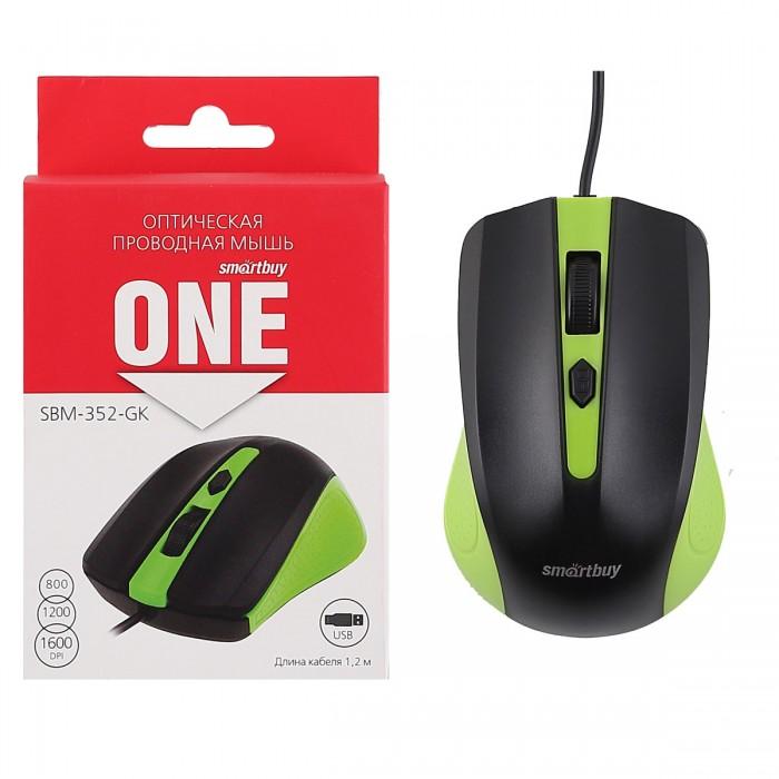 Мышь USB Smart Buy SBM-352-GK, зелено- черная, ONE