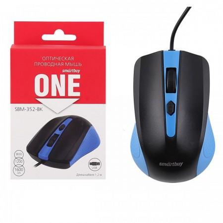 Мышь USB Smart Buy SBM-352-BK, сине-черная, ONE