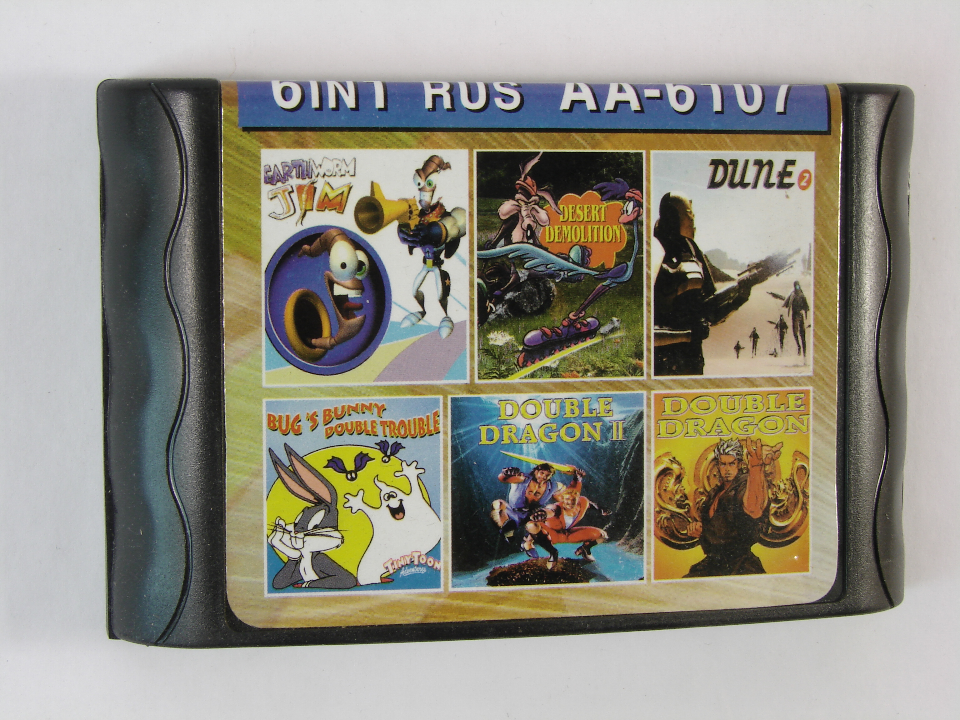 Картридж для Sega AA  6107 6 in 1 (Sega), Earth Worm JIM,Desert Demolition,Dune 2,Bugs Bunny in Double Trouble,Double Dragon 2,Double Dragon