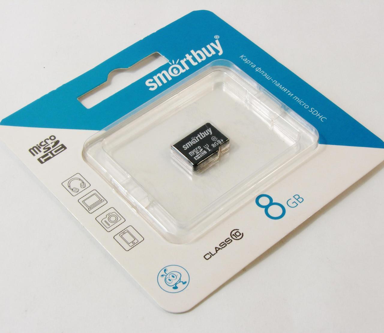 Флэш карта _8Gb microSDHC class10 Smart Buy, без адаптера