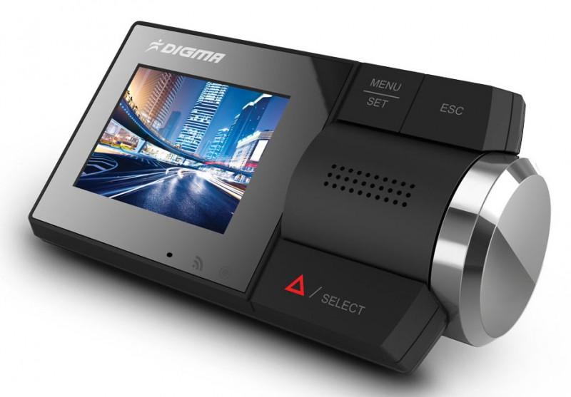 Видеорегистратор Digma DVR-105G GPS + 4Gb  Встроенный трехосный G-sensor + GPS + TFT