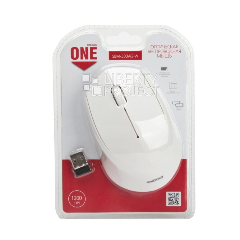 Мышь USB беспроводная Smart Buy SBM-333AG-W Белая