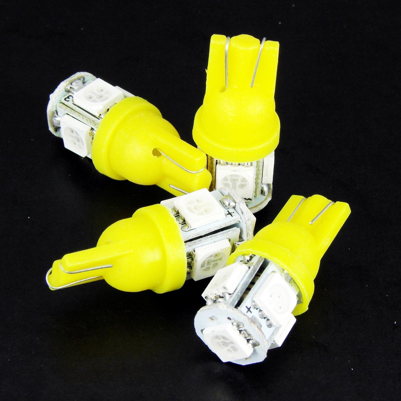 Автолампа светодиодная _5 LED yellow T10 W5W Car Light Bulbs