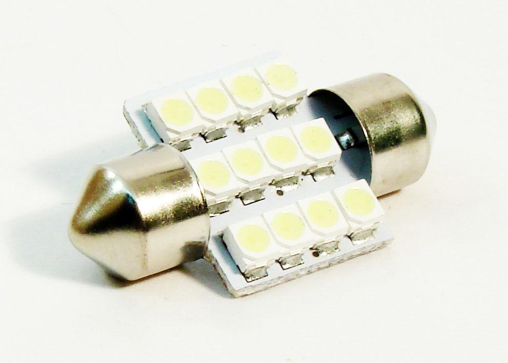Автолампа светодиодная 12 LED (Повыш. яркость) SMD T10 W5W Wedge Car Light Bulb