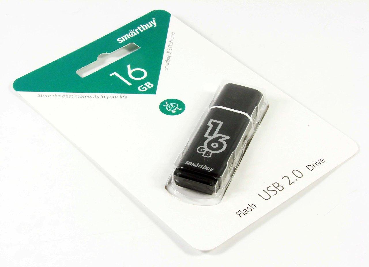 Флэш диск _16Gb USB 2.0 SmartBuy Glossy Black (SB16GBGS-K)