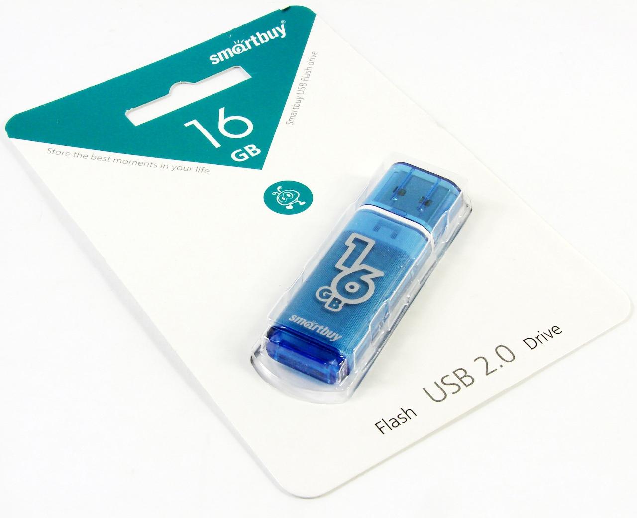Флэш диск 16Gb USB 2.0 SmartBuy Glossy Blue (SB16GBGS-B)