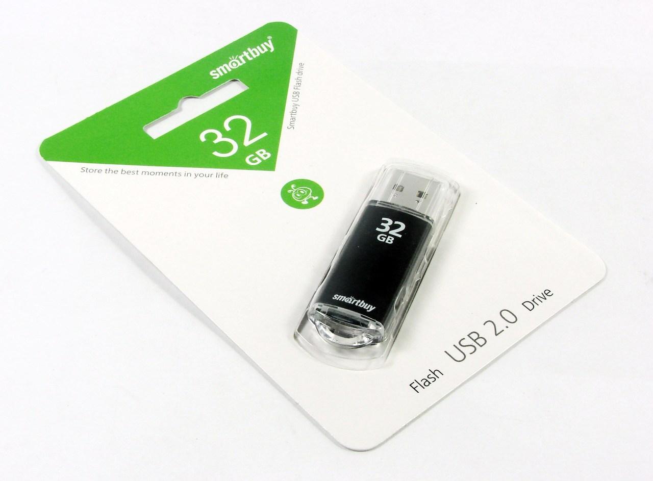Флэш диск _32Gb USB 2.0 Smart Buy V-Cut Black (SB32GBVC-K)