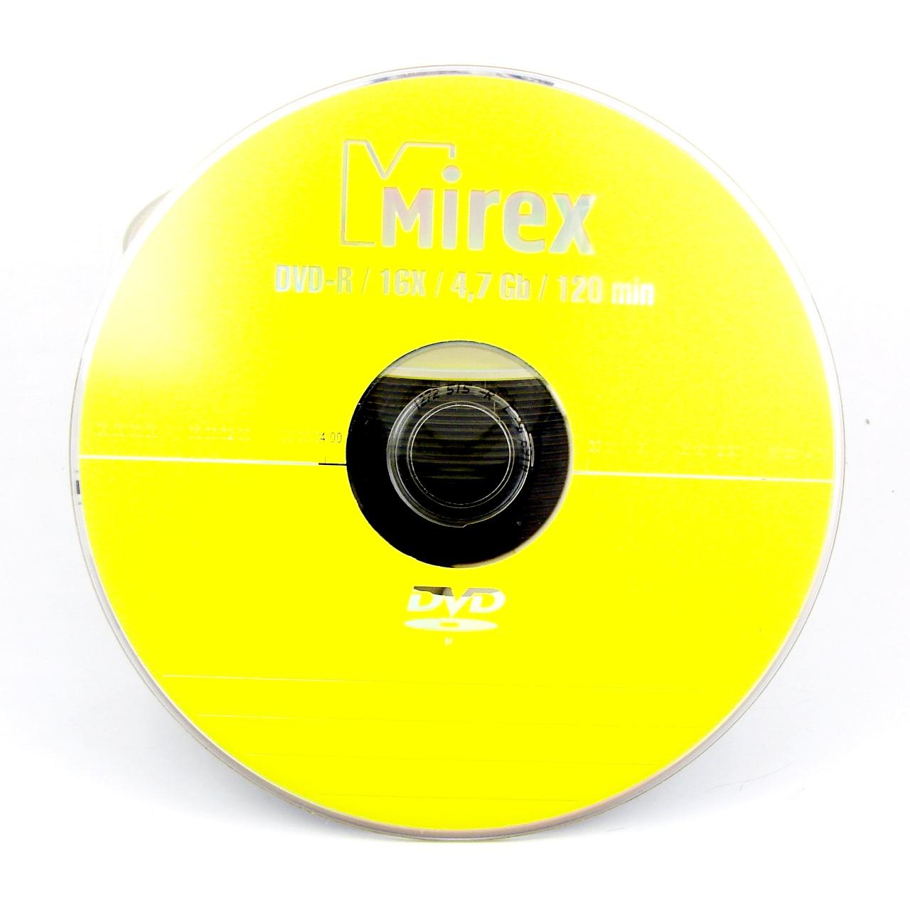 DVD-R 4,7 Gb  Mirex 16x, Bulk (БЕЗ УПАКОВКИ)-50