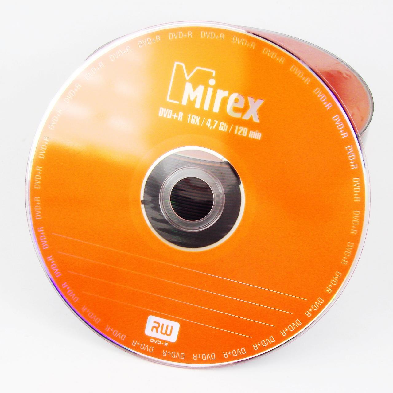 DVD+R 4,7 Gb  Mirex 16x, Bulk (БЕЗ УПАКОВКИ)-50