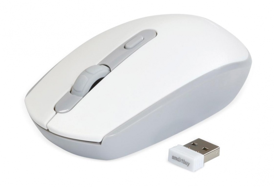 Мышь USB беспроводная Smart Buy SBM-280AG-WG бело-серая, БЕЗЗВУЧНАЯ