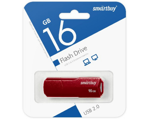 Флэш диск _16Gb USB 2.0 SmartBuy Clue Burgundy (SB16GBCLU-BG)
