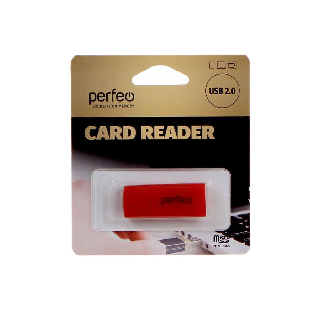 Адаптер Flash-карт Perfeo PF-VI-R023 Red, Micro SD