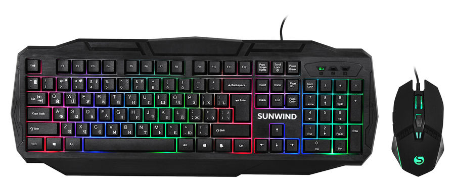 Клавиатура + мышь USB SunWind SW-S510G, набор проводной, с подсветкой