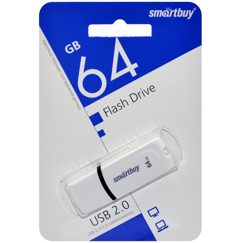   _64Gb USB 2.0 SmartBuy Paean White (SB64GBPN-W)