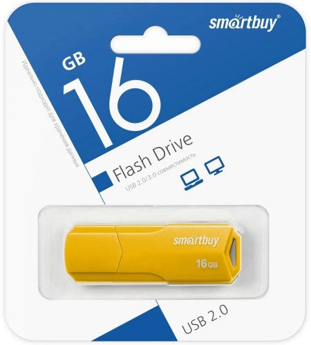 Флэш диск _16Gb USB 2.0 SmartBuy Clue Yellow (SB16GBCLU-Y)