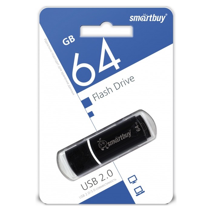   _64Gb USB 2.0 Smart Buy Glossy Black