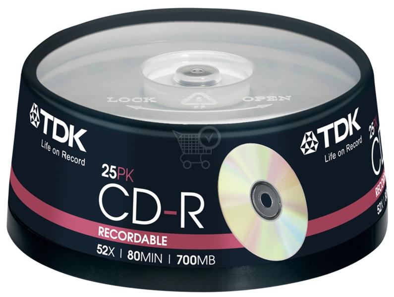 Компакт-диск CD-R 700Mb TDK 52x ( БЕЗ УПАКОВКИ) -25, Цена за 1 шт.