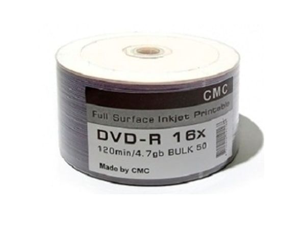 DVD-R 4,7 Gb CMC Print 16x под печать (БЕЗ УПАКОВКИ)-50, Цена за 1 шт.