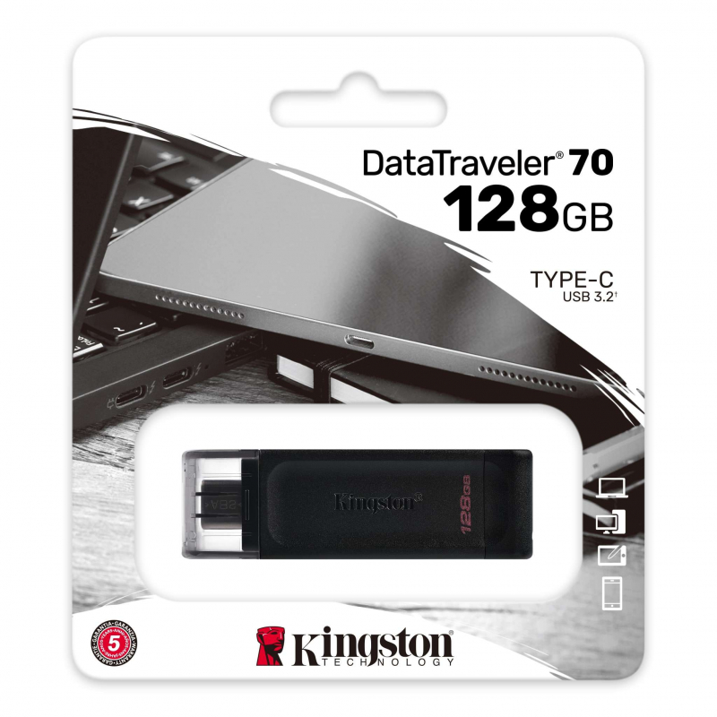 Флэш диск 128Gb Type-C 3.2 Kingston DataTravel 70 (DT70/128GB)