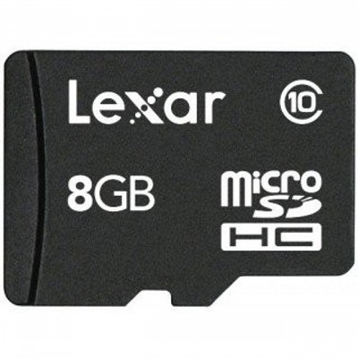 Флэш карта __8Gb microSDHC class10 Lexar, с адаптером (LSDMI8GBABEUC10A)