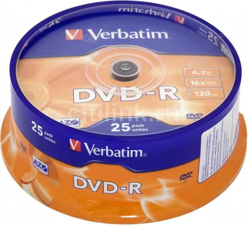 DVD+R 4,7 Gb Verbatim AZO 16x (БЕЗ УПАКОВКИ)-25, Цена за 1 шт.