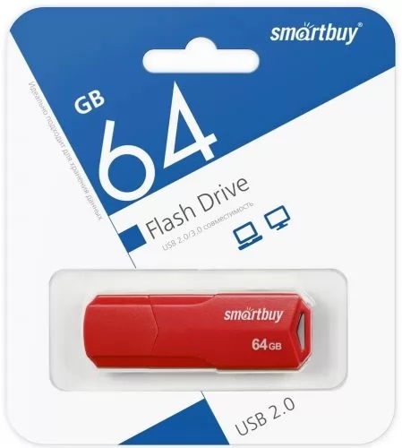   _64Gb USB 2.0 SmartBuy Clue Red (SB64GBCLU-R)